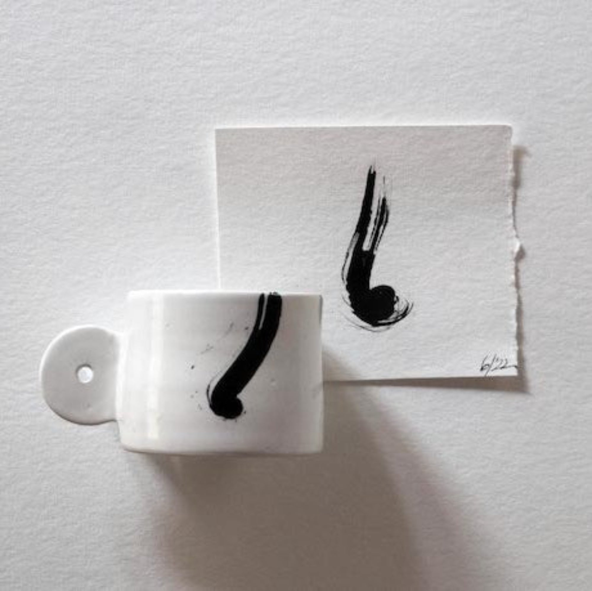 Handmade espresso cups. Ceramic cups. Black and white ceramic cups.