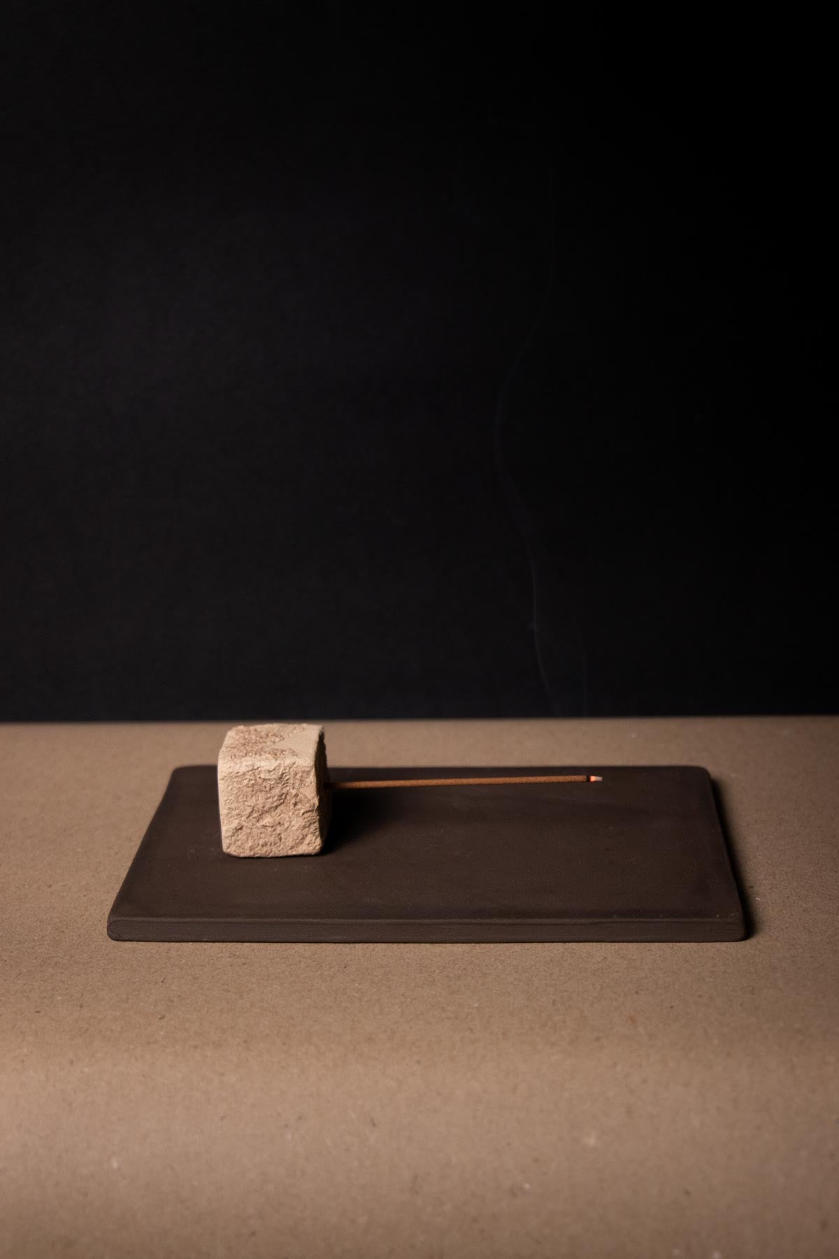 ceramic incense burner. cream cube stick holder, holding the incense stick horizontally. Horizontal incense burner. Design incense burner.