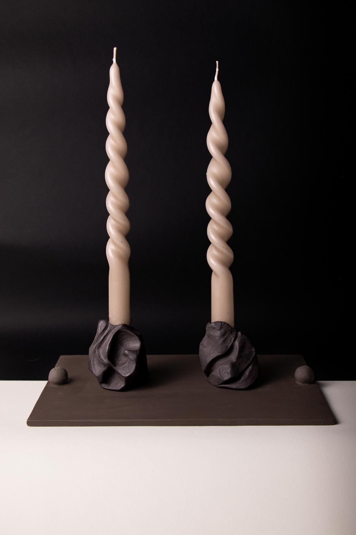Ceramic candle holder. Artistic candle holder. Handmade candle holder. Black and brown candle holder. Customisable candle holder. Stoneware candle holder. Stoneware ceramics. Italian ceramics. Handmade ceramics.