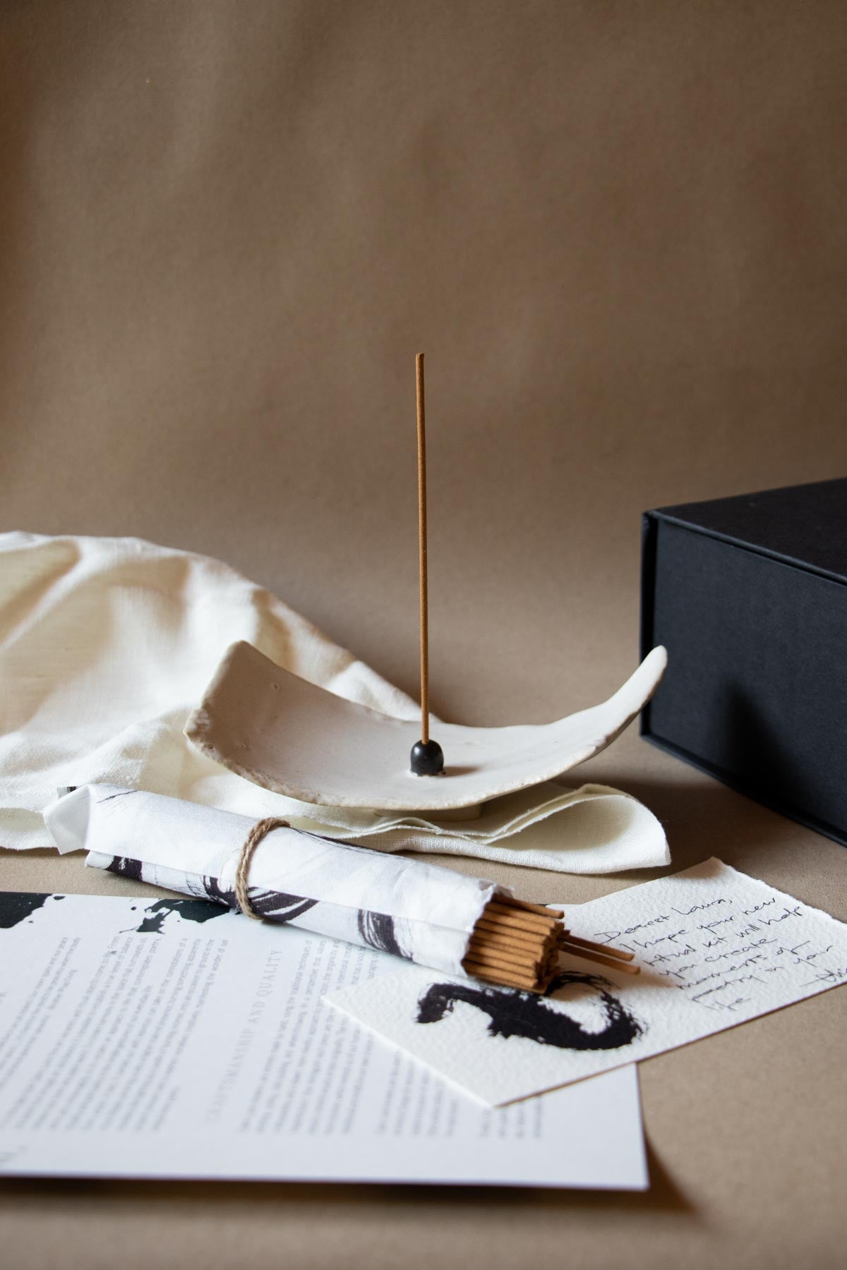 Luxury incense burner. Luxury ritual kit. White ceramic incense burner. Handmade incense burner by Claire Lune.