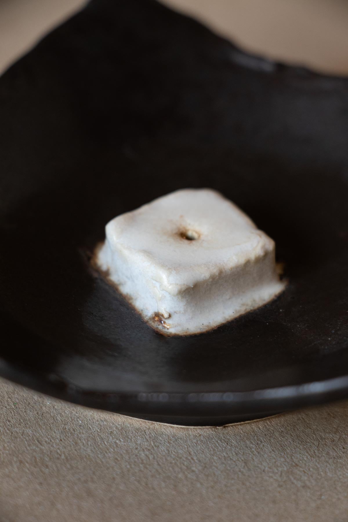 Luxury incense burner. Black incense burner. Handmade ceramic incense burner by Claire Lune.