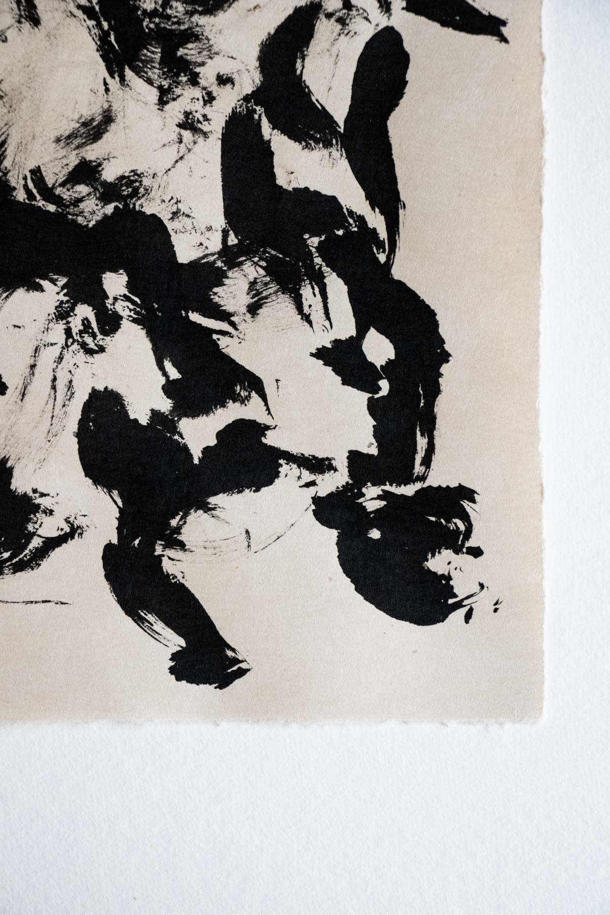 Abstract brushstrokes. Abstract wall art. Ink on awagami paper by Claire Lune.