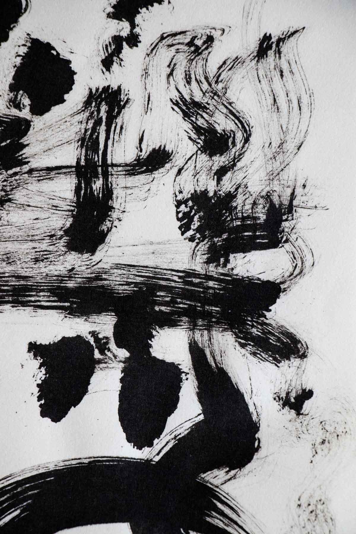 Abstract brushstrokes. Abstract wall art. Ink on awagami paper by Claire Lune.