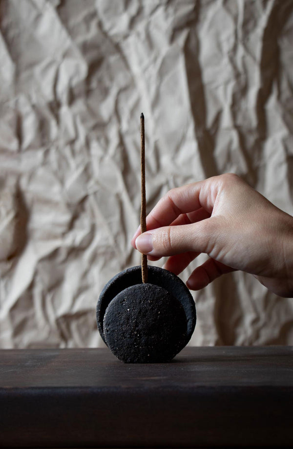 Black incense burner. New Moon incense burner. Nomad Luna incense burner by Claire Lune. Ritual objects. 