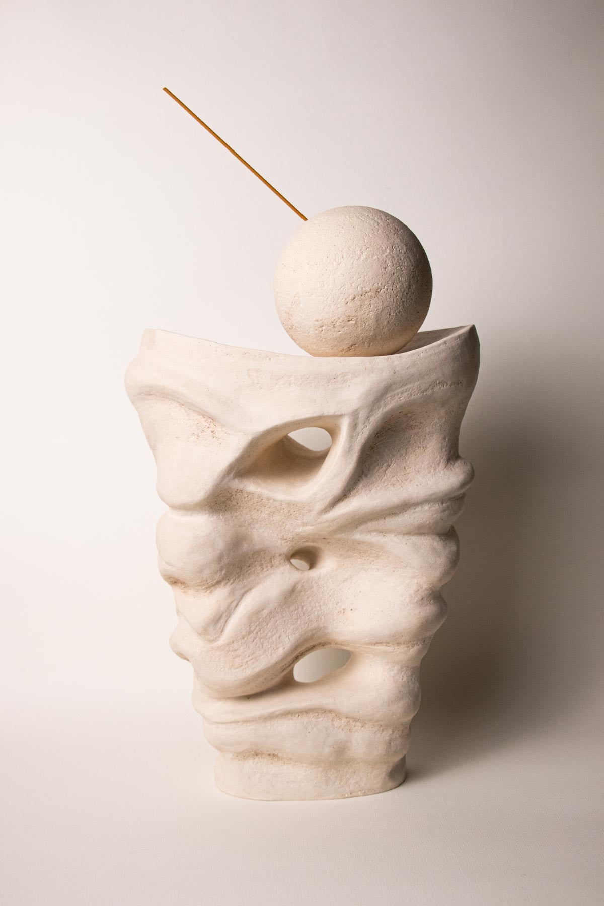Abstract contemporary ceramic sculpture. Off-white, cream colour. White stoneware. Incense holder too. Functional sculpture. Handmade ceramic sculpture. Handmade Italian ceramics. Minimalist decor. Intuitive decor. 