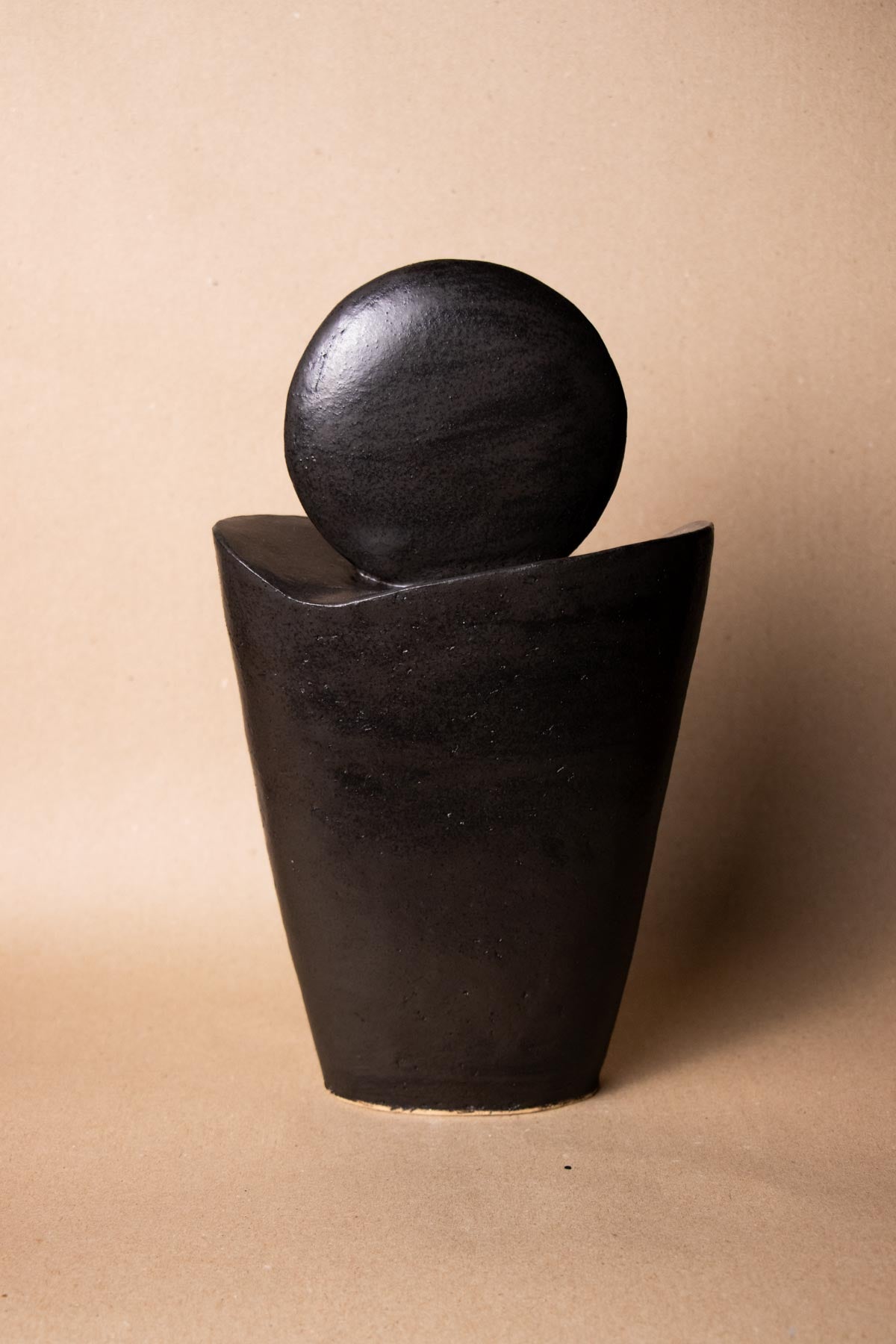 Black ceramic sculpture. Handmade ceramics. Black ceramics. Stoneware ceramics. Contemporary ceramics. Contemporary sculpture. Minimalist decor pieces.New moon. Claire Lune. Handmade Italian ceramics