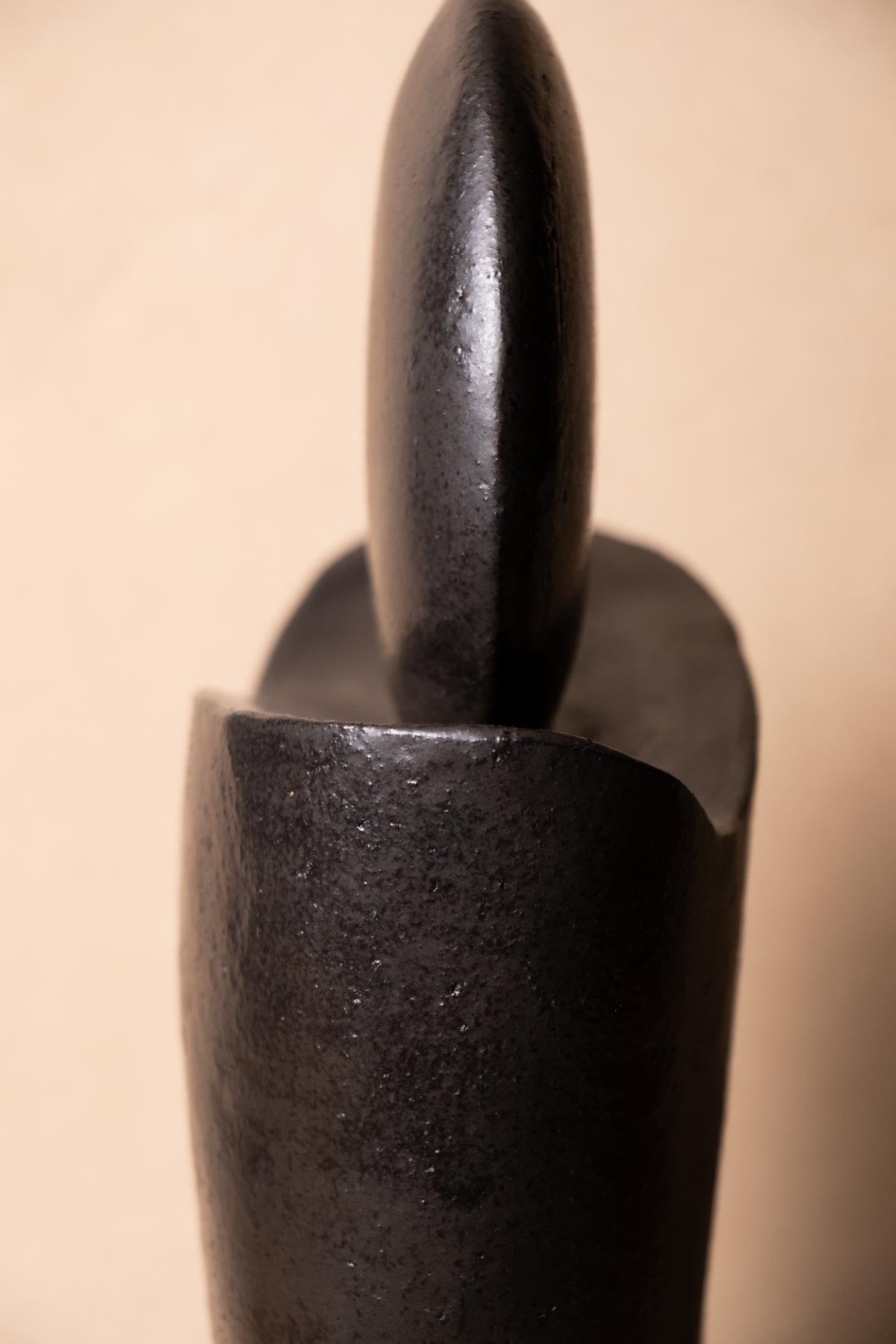 Close-up of a ceramic sculpture. Contemporary ceramics. Handmade ceramics. interior decor.