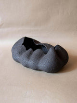 Contemporary black ceramic sculpture. Abstract. Black stoneware. Table and shelf decor.
