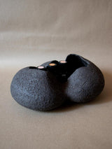 Contemporary black ceramic sculpture. Abstract shape. Table and shelf decor. Essential oils holder.