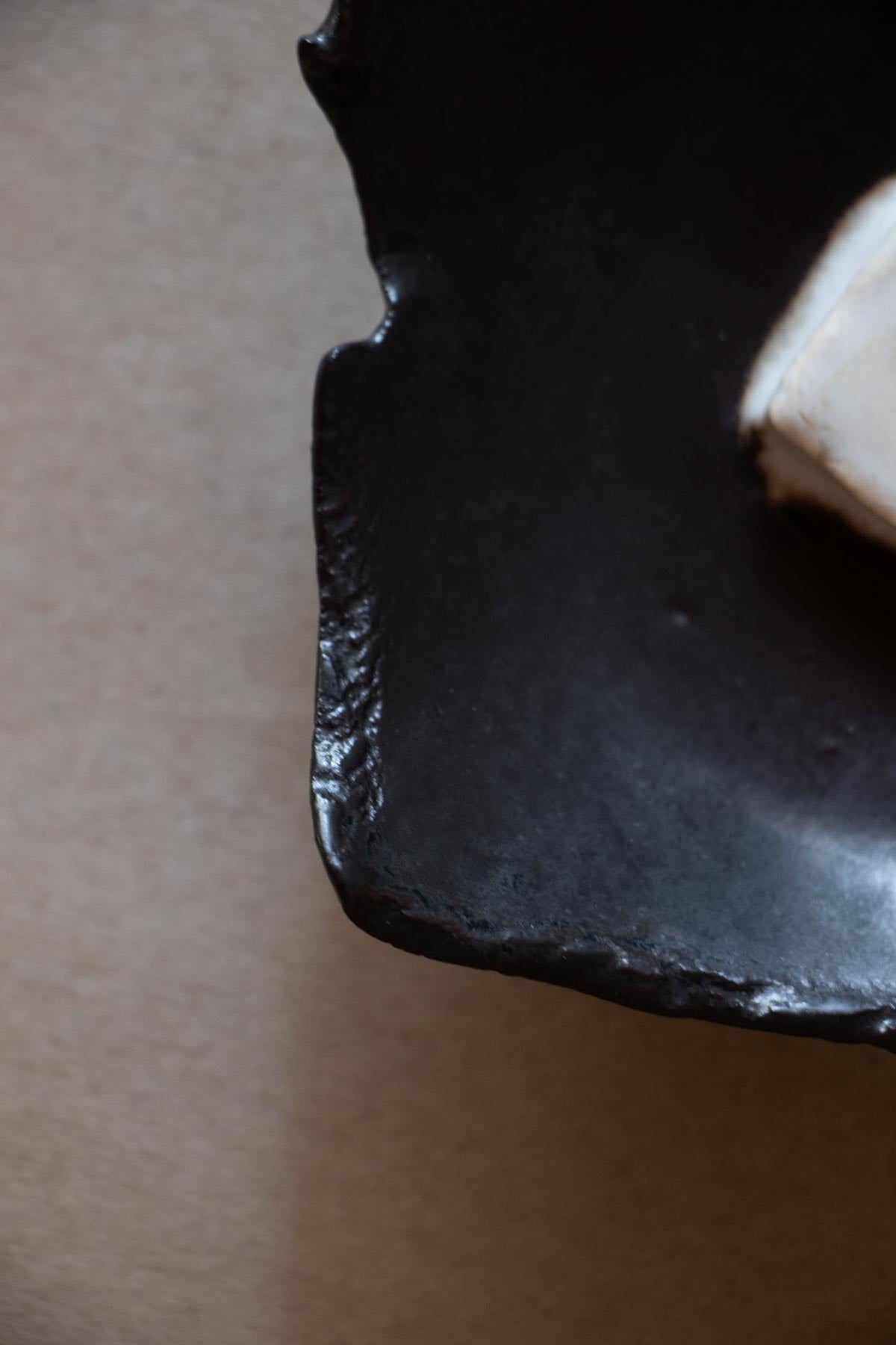 Luxury incense burner. Black incense burner. Handmade ceramic incense burner by Claire Lune. 