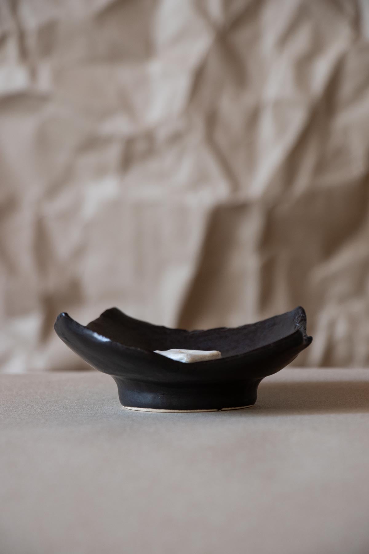 Luxury incense burner. Black incense burner. Handmade ceramic incense burner by Claire Lune. 