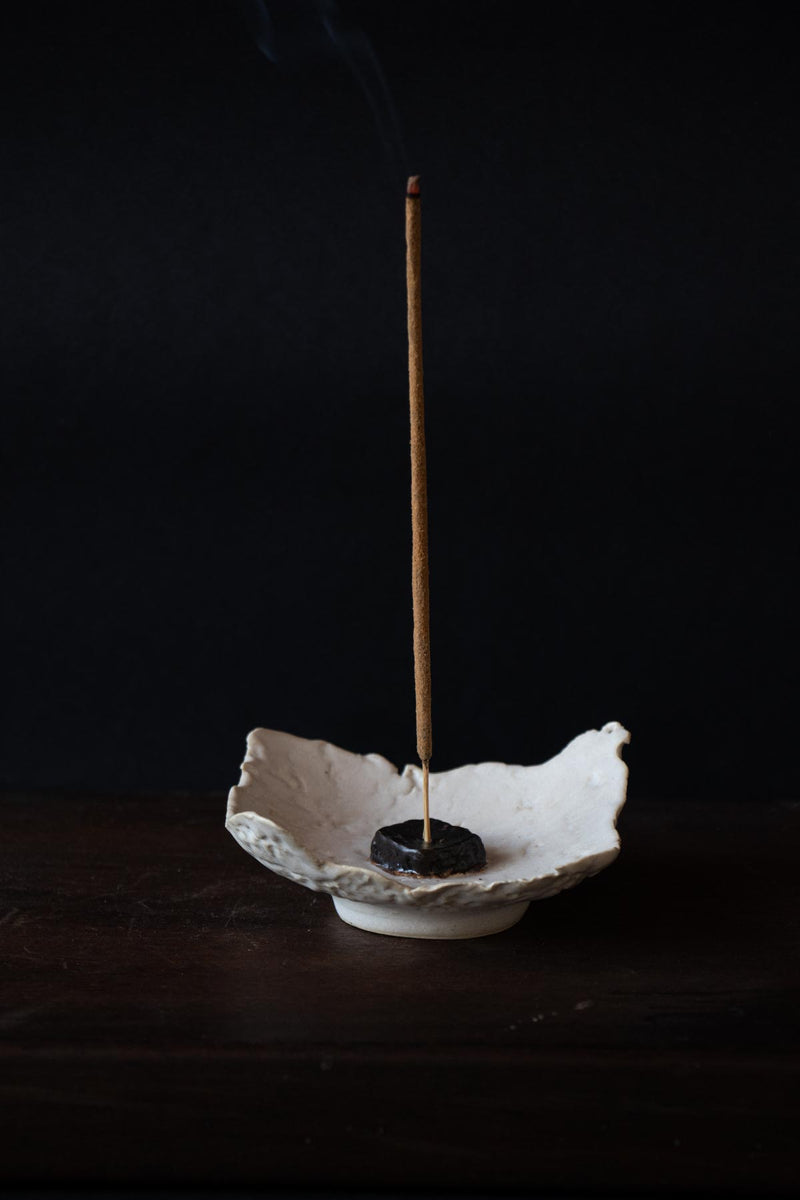 Luxury incense burner. White ceramic incense burner. Handmade incense burner by Claire Lune.