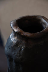 Detail of Decorative vase. Black vase. Ceramic vase. Contemporary ceramic vase. Handmade ceramics by Claire Lune. Claire Lune vase. 