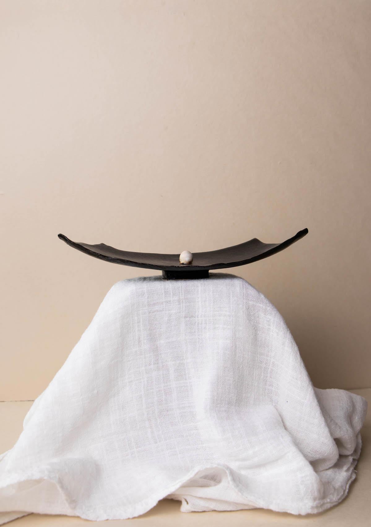 Luxury incense burner. Black incense burner. Handmade ceramic incense burner by Claire Lune. 