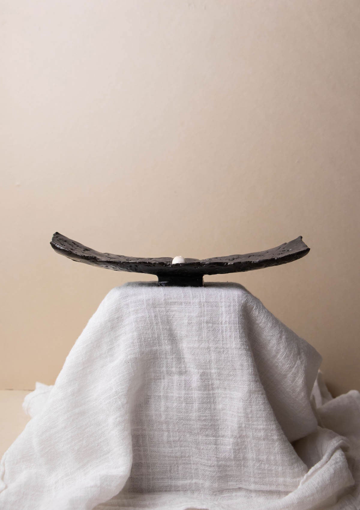 Luxury incense burner. Black incense burner with texture. Handmade ceramic incense burner by Claire Lune. 