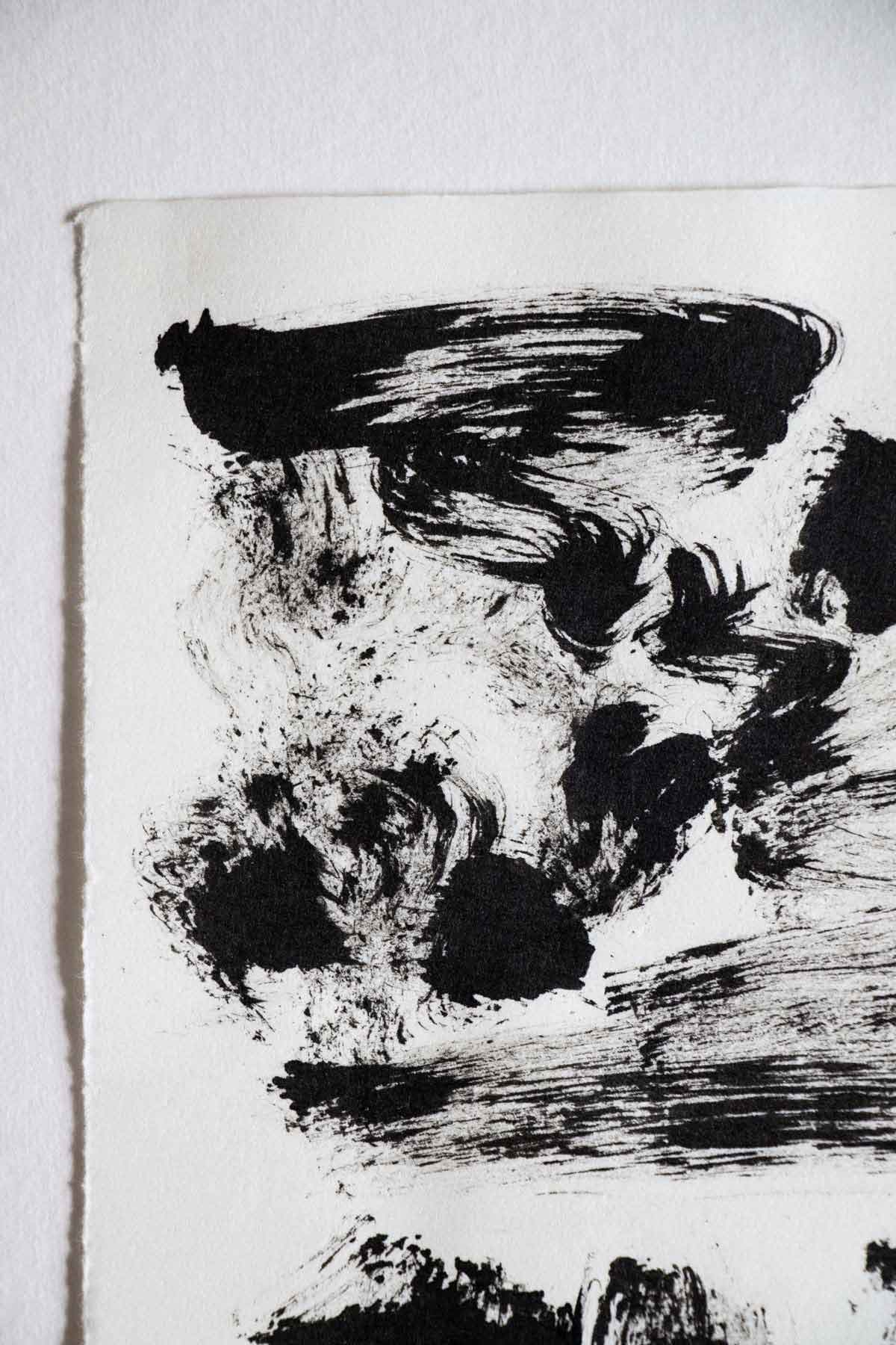 Abstract brushstrokes. Abstract wall art. Ink on awagami paper by Claire Lune.